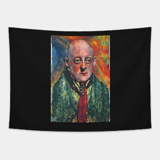 Painting of Aleister Crowley The Great Beast of Thelema painted in a Surrealist and Impressionist style Tapestry