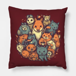 Funny animals, cute children animal motif Pillow