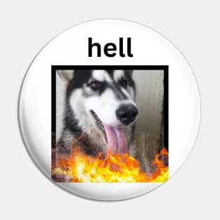 Black Husky Dog Tongue Hell Fire Pin