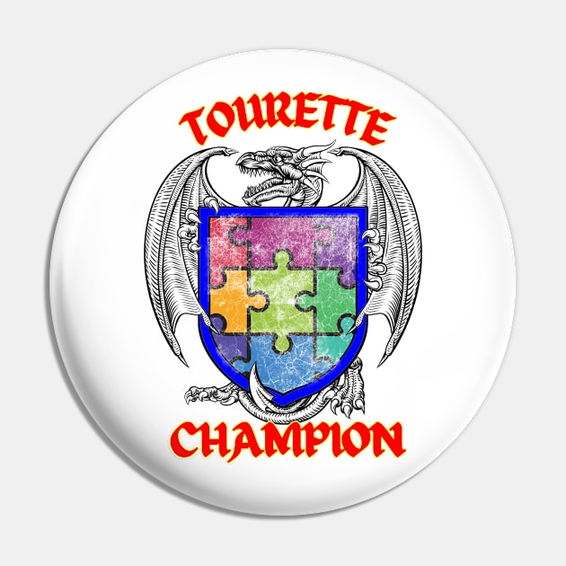 Tourette Champion Dragon Shield Pin by chiinta