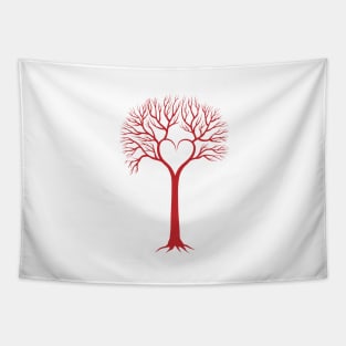 red love tree with heart branches Tapestry