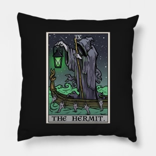 The Hermit Tarot Card Gothic Halloween Psychopomp Grim Reaper Angel of Death Pillow