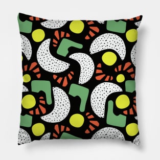 Collage Fun Black White Red Yellow Green Pillow