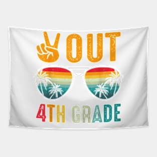 Peace Out 4Th Grade Retro Graduation Last Day Of School T-Shirt Tapestry