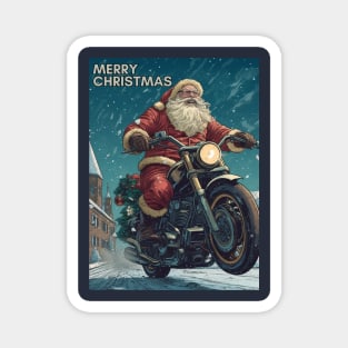 Santa Celebrate Christmas With Motorcycle Magnet