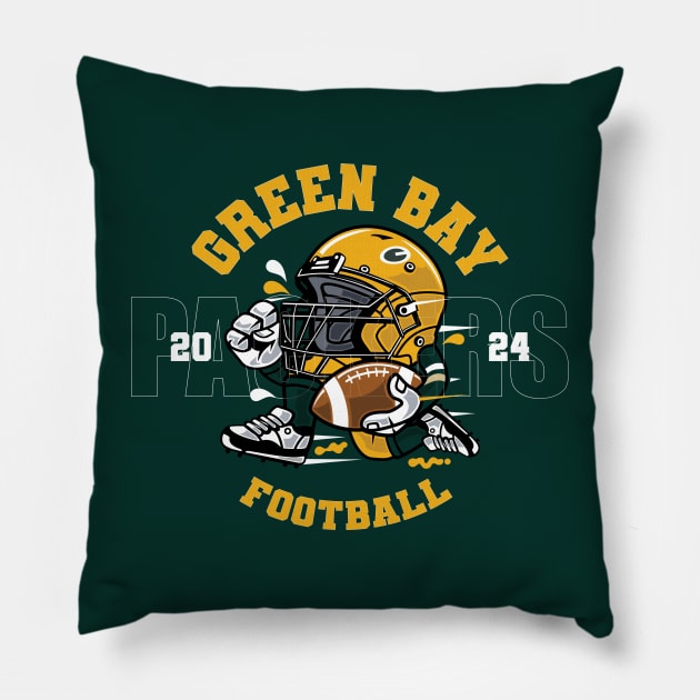 Green Bay Football Pillow by Nagorniak