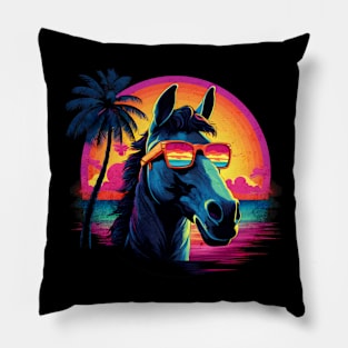 Retro Wave Cleveland Horse Pillow