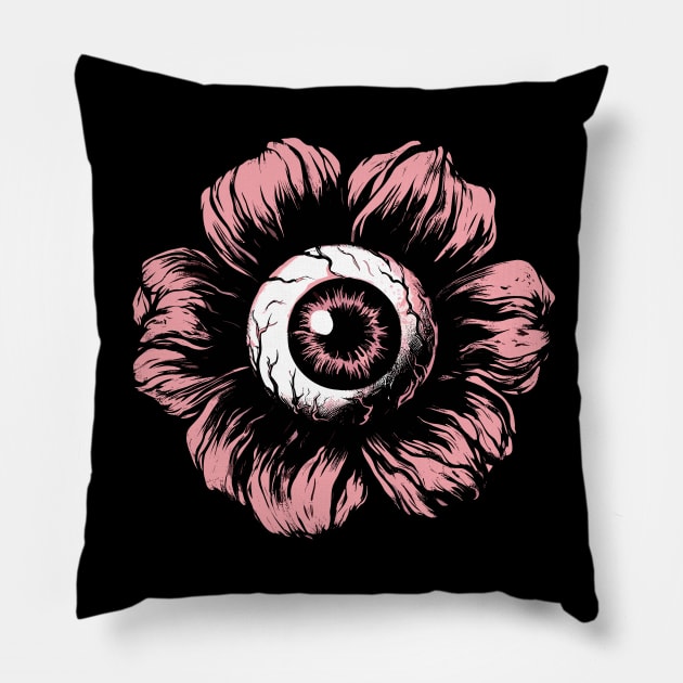 Flower eyeball trippy Pillow by Evgmerk