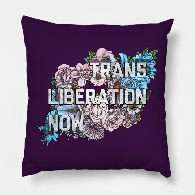 Trans Liberation Now Pillow by Art by Veya