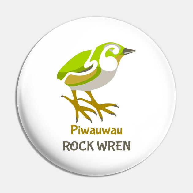 Rock Wren New Zealand Bird Pin by mailboxdisco