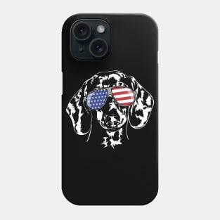 Proud Dachshund American Flag sunglassesdog Phone Case