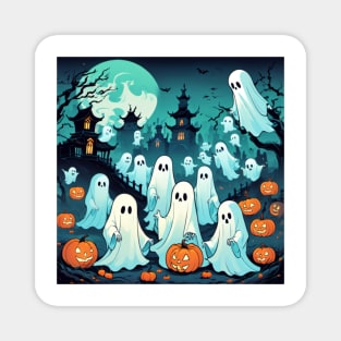 Halloween Ghosts in the Haunted Graveyard Magnet