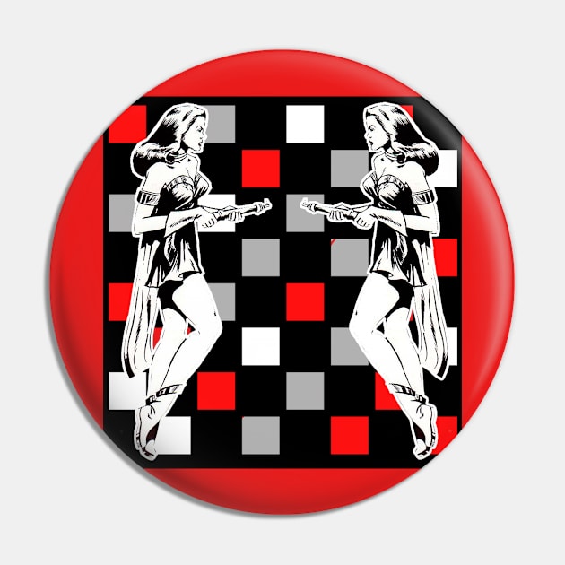 Chess and Armed Warrior Women Pin by Marccelus