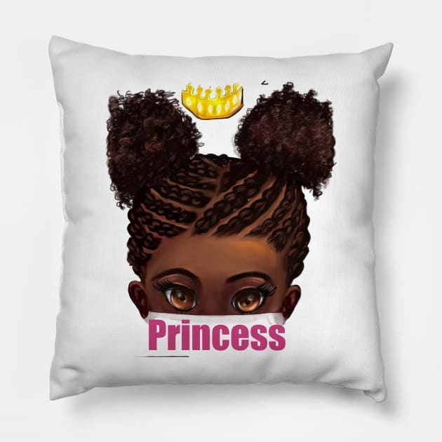 Princess in corn rows - The best Gifts for black girls 2022 beautiful black girl with Afro hair in puffs, brown eyes and dark brown skin. Black princess Pillow by Artonmytee