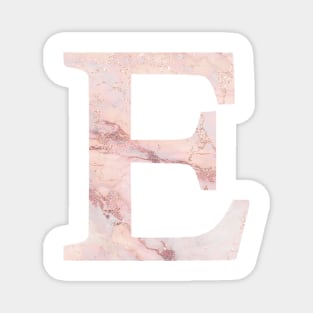 The Letter E Pink Marble Metallic Magnet