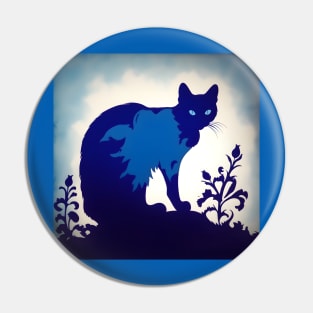 Royal Blue Cat silhouette Pin