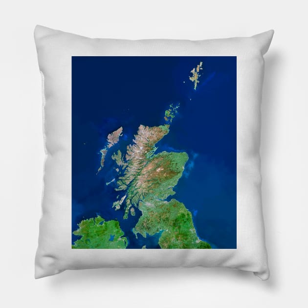 Scotland, UK, satellite image (E076/0206) Pillow by SciencePhoto