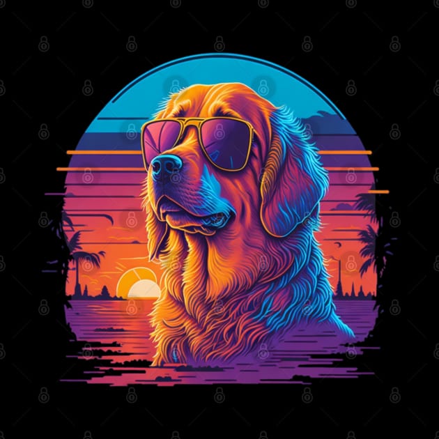 cute golden retriever dog in sunglasses by sukhendu.12