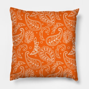 Mandala Pattern Orange and White Halloween Fall Autumn Season Pillow