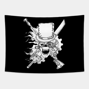 Steampunk Skull and Weapons Tapestry