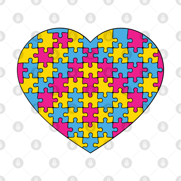 Puzzle Heart - Pansexual Pride Colors by LaLunaWinters