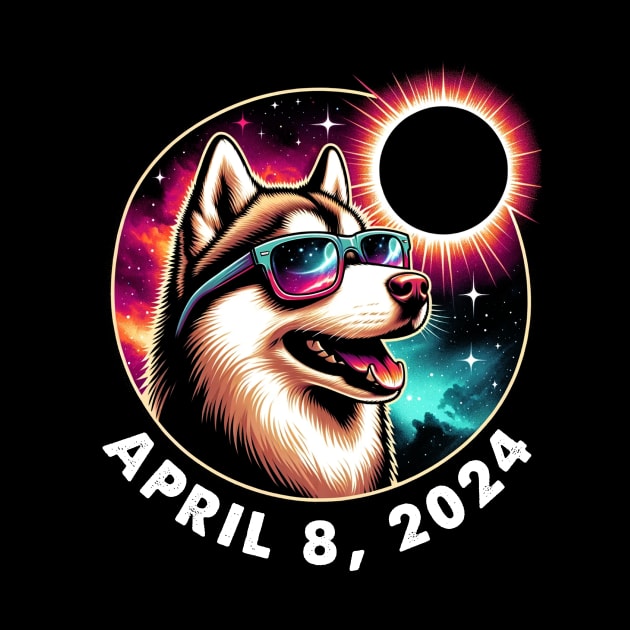Radiant Siberian Huskie Eclipse: Unique Tee for Cold-Weather Canine Enthusiasts by ArtByJenX