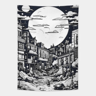 Abandoned CityScape At Night Tapestry