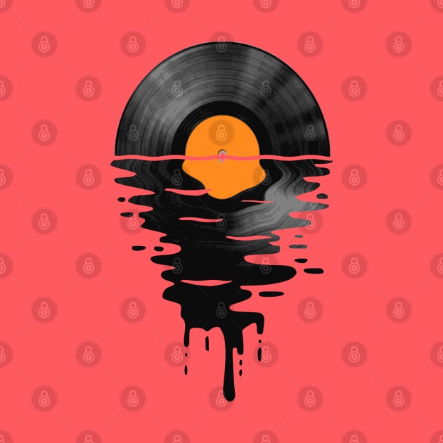 Vinyl LP Music Record Sunset Orange by Nerd_art