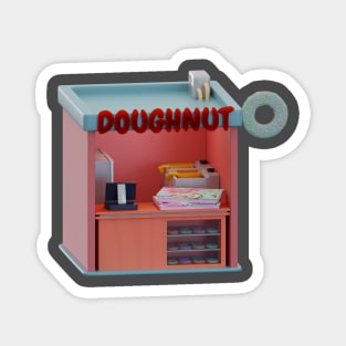 3d rendered isometric doughnut shop perfect for design project Magnet