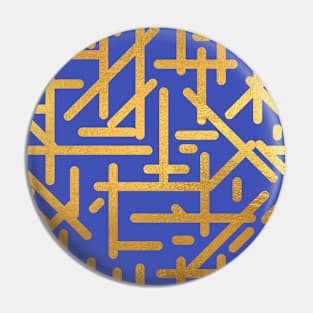 Indigo Blue Gold colored abstract lines pattern Pin