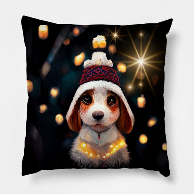 Christmas beagle - xmas dog, cute dog, perfect for kids Pillow by Design-by-Evita