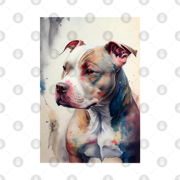 Watercolor Pit Bull Terrier Design by designs4days