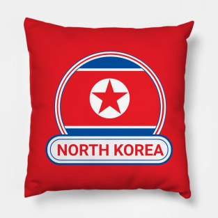 North Korea Country Badge - North Korea Flag Pillow