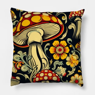 Retro Mushroom Pattern Pillow