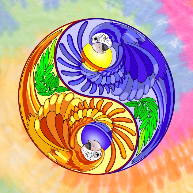 Yin Yang Macaw Parrot Zen Sign by BluedarkArt