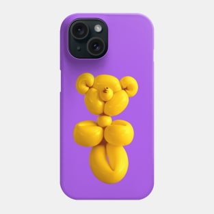 Yellow teddy bear balloon on purple Phone Case