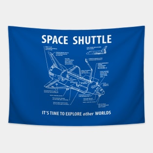 Space Shuttle Retro Graphic Schematic Layout Tapestry