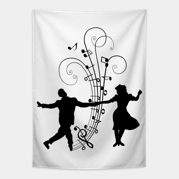 1940s Swing Dancers Music Silhouettes Tapestry by Art by Deborah Camp