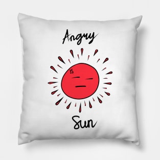 Angry Sun Red Hand Drawing Pillow