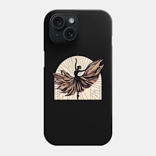 Dancing ballerina on a black background with flowing dress, Vector illustration, tiptoe ballet performer Phone Case