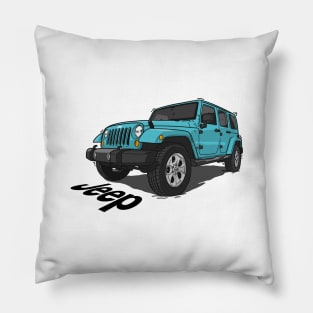 Jeep Wrangler - Ocean Blue Pillow