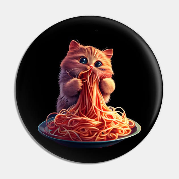 Cute Cat Eating Spaghetti Pin by Pixy Official