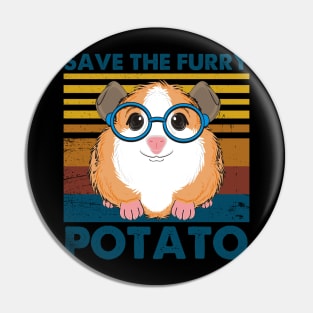 Vintage Save The Furry Potato Guinea Pigs Pin