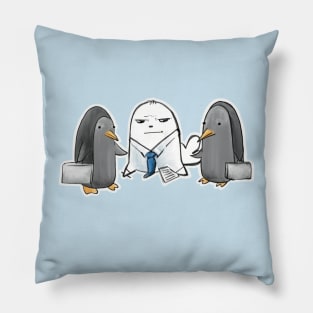 Sealious Business Seal and Penguins With Briefcases Pillow