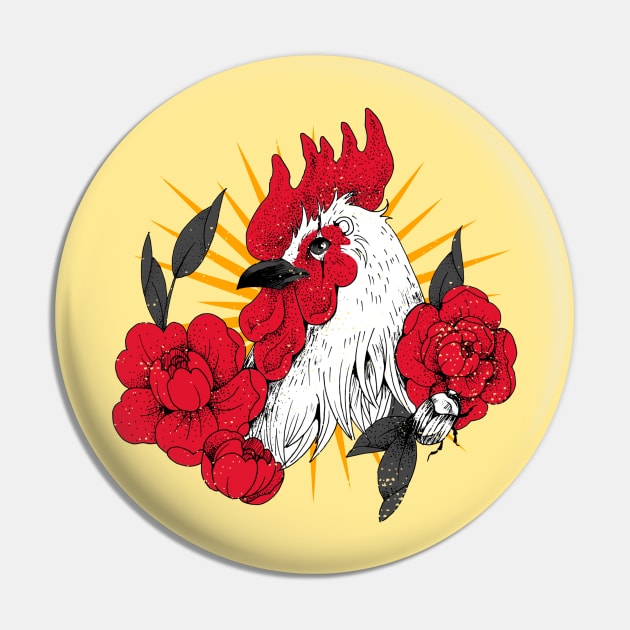 Vintage Retro Chicken Pin by Spirit Animals 21