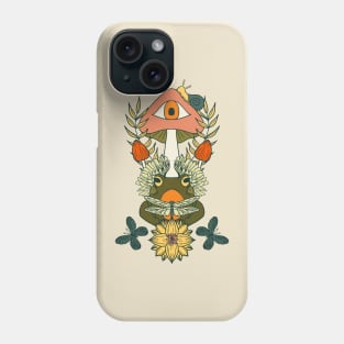 Retro Toadstool Psychedelic Frogs, Surreal Mushrooms, and Blooms Phone Case