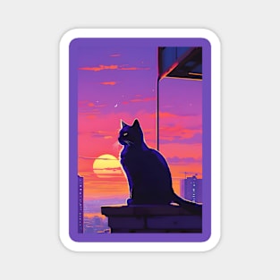 Cat in the sunset Magnet