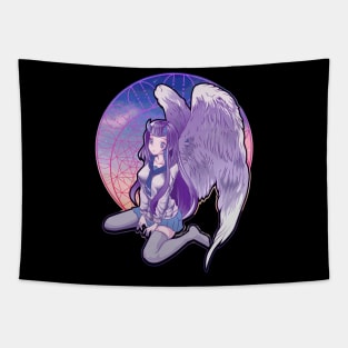 Pastel Goth Angel Horned Devil Anime Kawaii Girl Tapestry