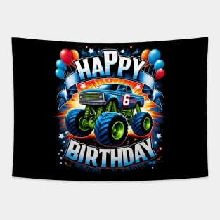 Birthday Boy 6 Years - Ultimate Monster Truck Party (possibility of personalization with name) Tapestry