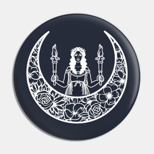 Floral Crescent Moonlit Maiden Pin